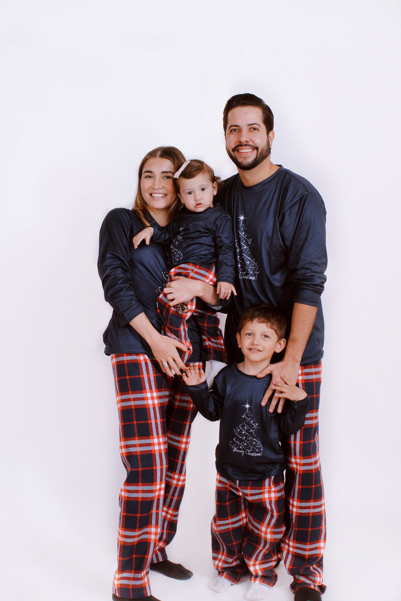 Pijama Navideña de cuadros y pino Merry Christmas para Caballero